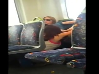 Amateur lesbians having fun on a bus