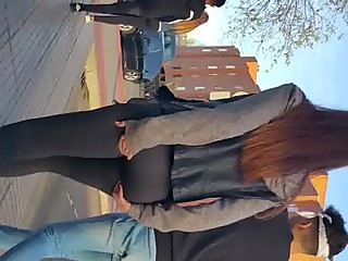 Great ass walking down the road