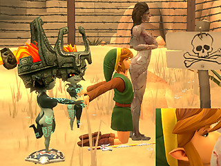 Link traped by midnas ass licking