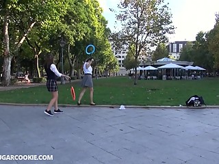 Lesbian schoolgirls massaging each other