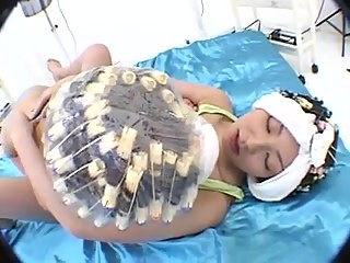 Two girl when perming hair